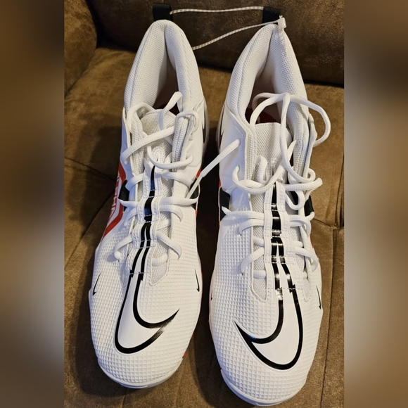 New Nike Alpha Menace 3 Shark Men's Football Cleats Red White CV0582-103 Size 13 - Picture 4 of 6